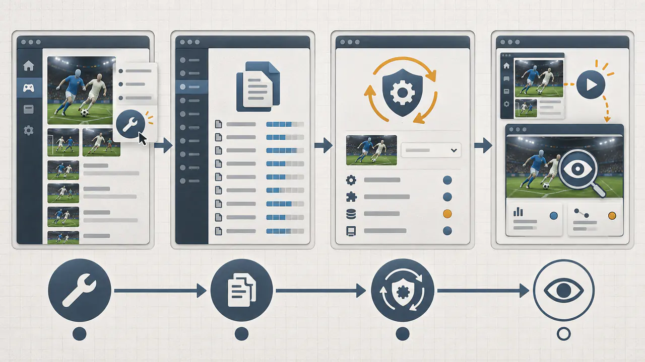 Safe repair sequence moving from restart and file verification to anti-cheat repair and conflict isolation